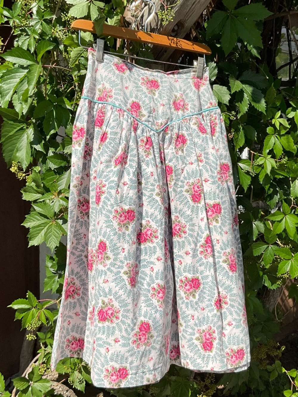 Handmade 1990’s Western-Wear Floral A-Line Skirt